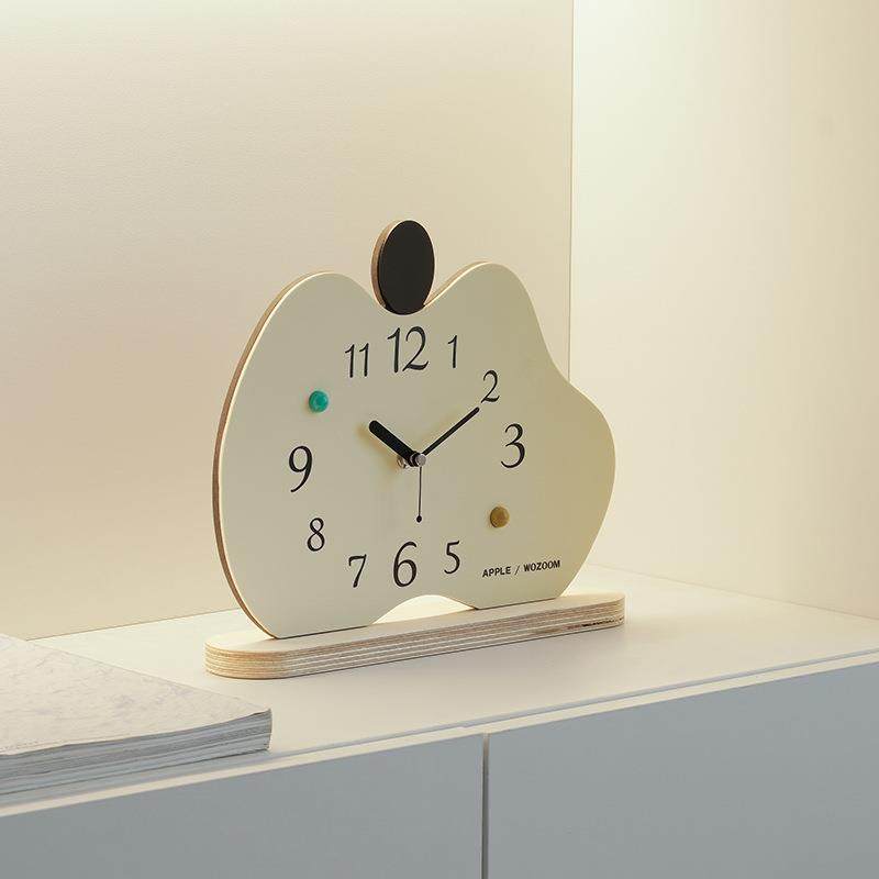 woz置oom屋准奶油风物架入户关时装饰摆件钟家玄居桌STD面钟表饰