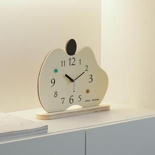 woz置oom屋准奶油风物架入户关时装 饰摆件钟家玄居桌STD面钟表饰