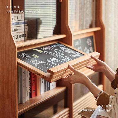 收新款实木URO书带玻柜璃门书展橱日式储物柜纳柜示柜樱桃木书房