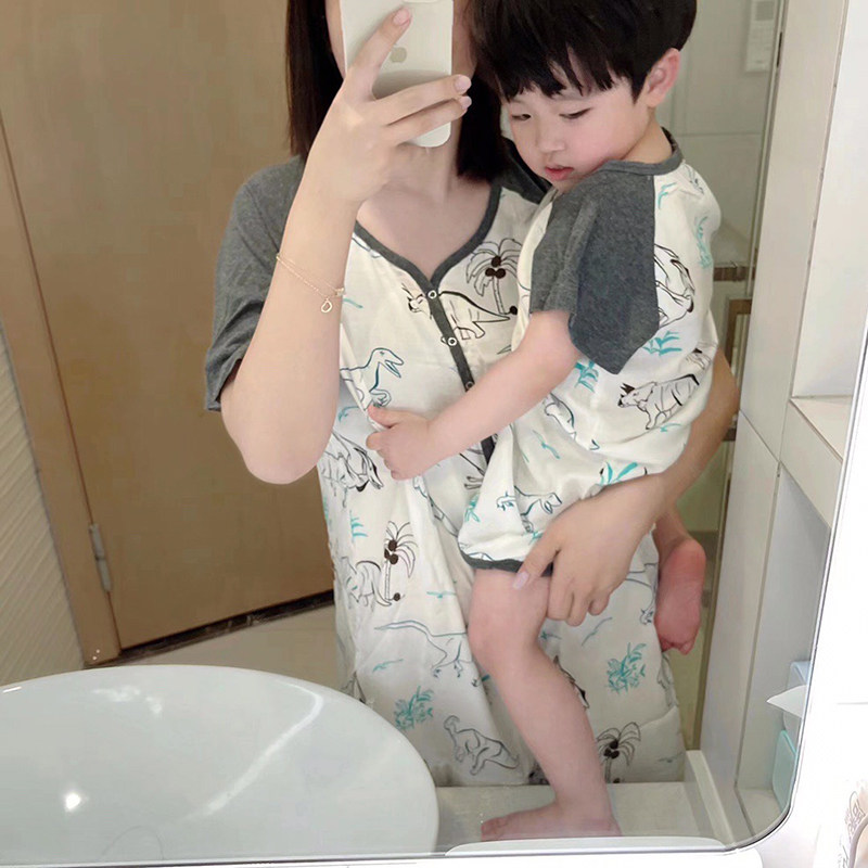 亲子睡衣!薄款竹棉纱布家居服 宝宝夏季睡袋 柔软透气可哺乳睡裙