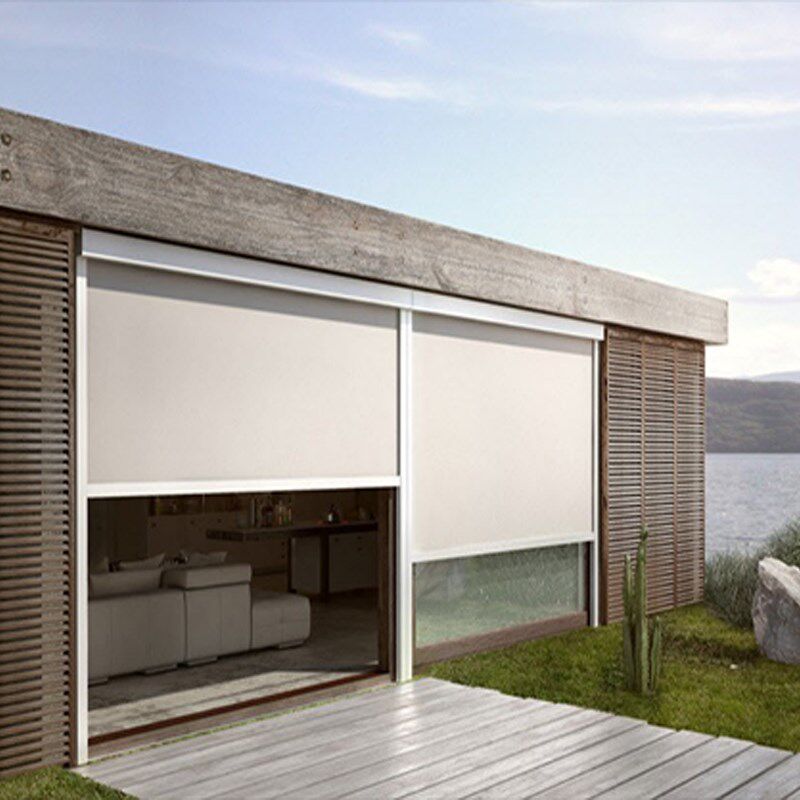 电动防风卷帘封阳台防雨隔热凉亭茶室窗帘防蚊挡T雨智能升降遮阳