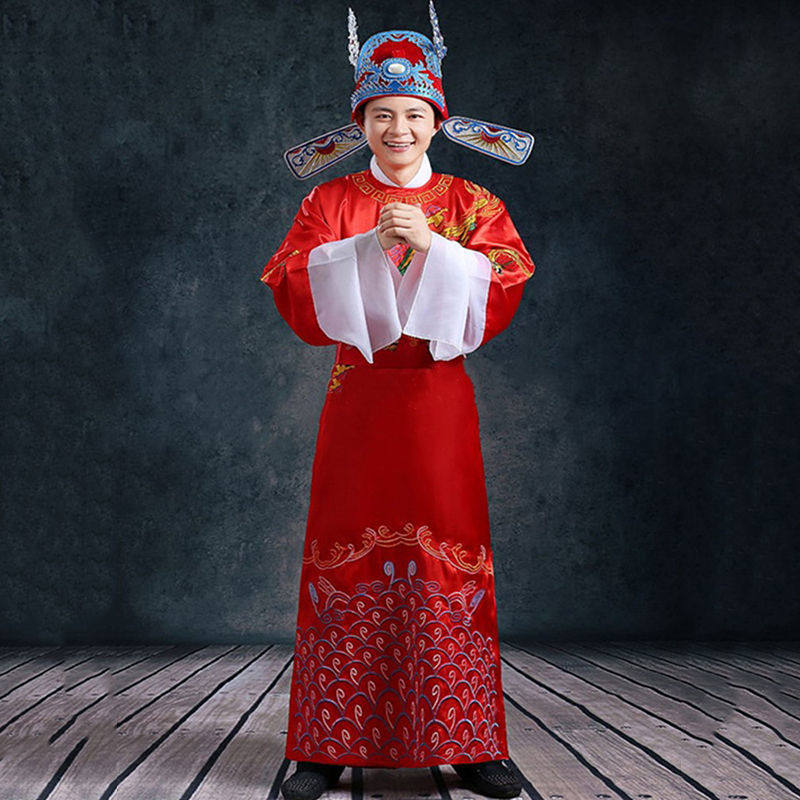 女驸马状元服凤冠霞帔中式婚礼新郎新娘服装帽子结婚古装戏服演出