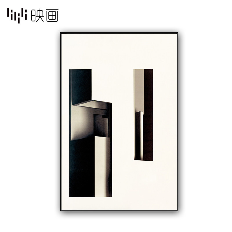 简约现代客厅沙发背景墙壁画玄关装饰挂I画黑白抽象几何墙画有框