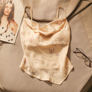 印花别致方巾吊带背心女内搭夏季 辣妹肚兜美背显瘦设计感打底上衣