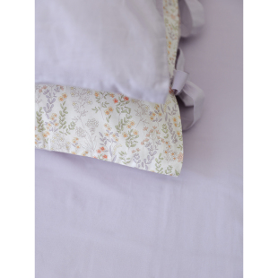 馍馍 斜纹绑带枕套三四件套少女清新宿舍套件 浅紫清l茶