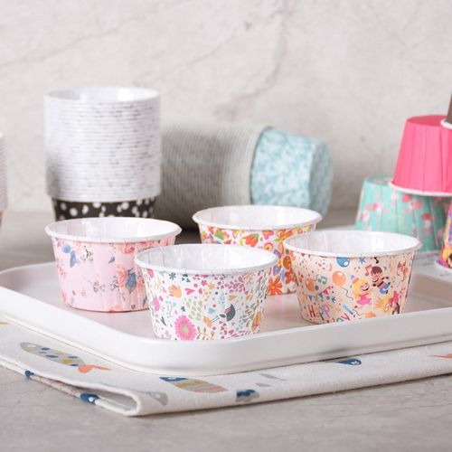 厂家直供一次性蛋糕烘焙杯 淋膜卷口杯 耐高温蛋糕淋膜纸杯