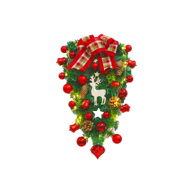 圣诞装饰品圣诞花环倒挂树客厅场景布置道具门挂套装装饰松果挂件