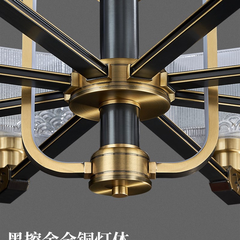 灯之蕴新中式吊灯全铜大气客厅餐厅水晶灯具轻奢中国风别墅大厅灯