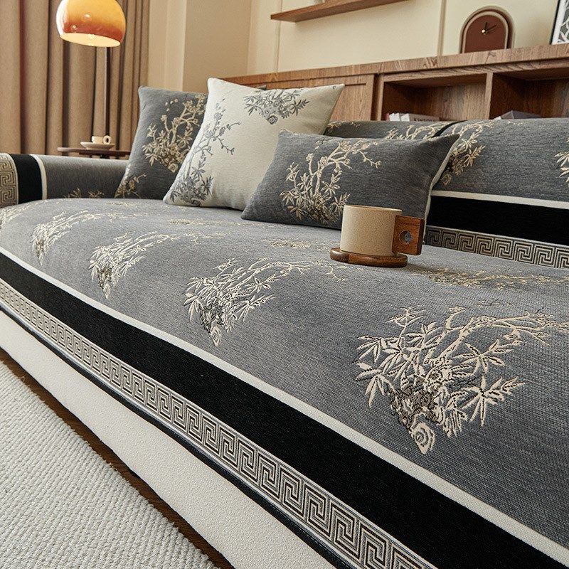 雪尼尔新中式沙发垫防滑耐脏四季通用直排坐垫高级感高档沙发盖布,居家布艺,沙发套,淘宝优惠券,粉丝福利购,淘宝优惠卷