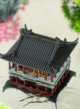 3d打印古建筑模型小房子摆件水陆鱼缸盆景假山古风微景观造景亭子