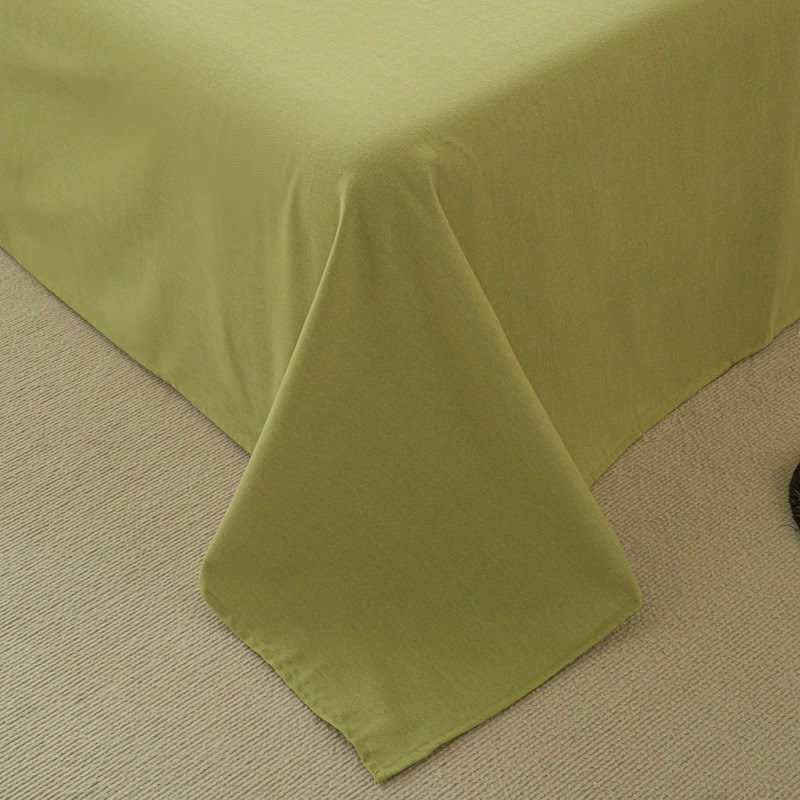 日式色织磨毛床单单品家用双人被单单件纯色床单三件套南通