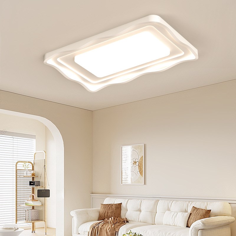 2023年新款主客厅灯吸顶简约现代高端大气奶油风长方形全屋套灯具