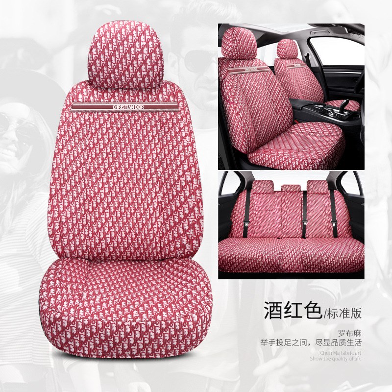布艺五座透气亚麻一车一版汽车坐垫全包围四季通用座椅套春夏秋冬