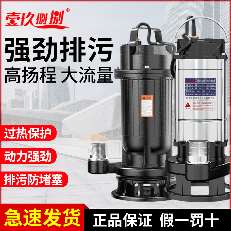 壹玖捌捌污水泵抽水泥浆220v小型家用高扬程潜水泵化粪池切割泵
