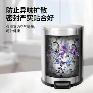 50L加厚不锈钢垃圾桶脚踏式商用酒店大堂垃圾桶大U容量防臭带盖子