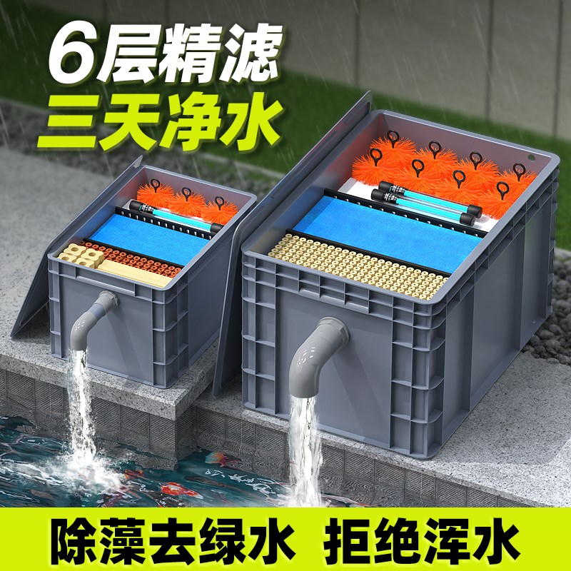 户外鱼池周转过滤箱水循环净化过滤器鱼缸过滤盒庭院水池过滤设备