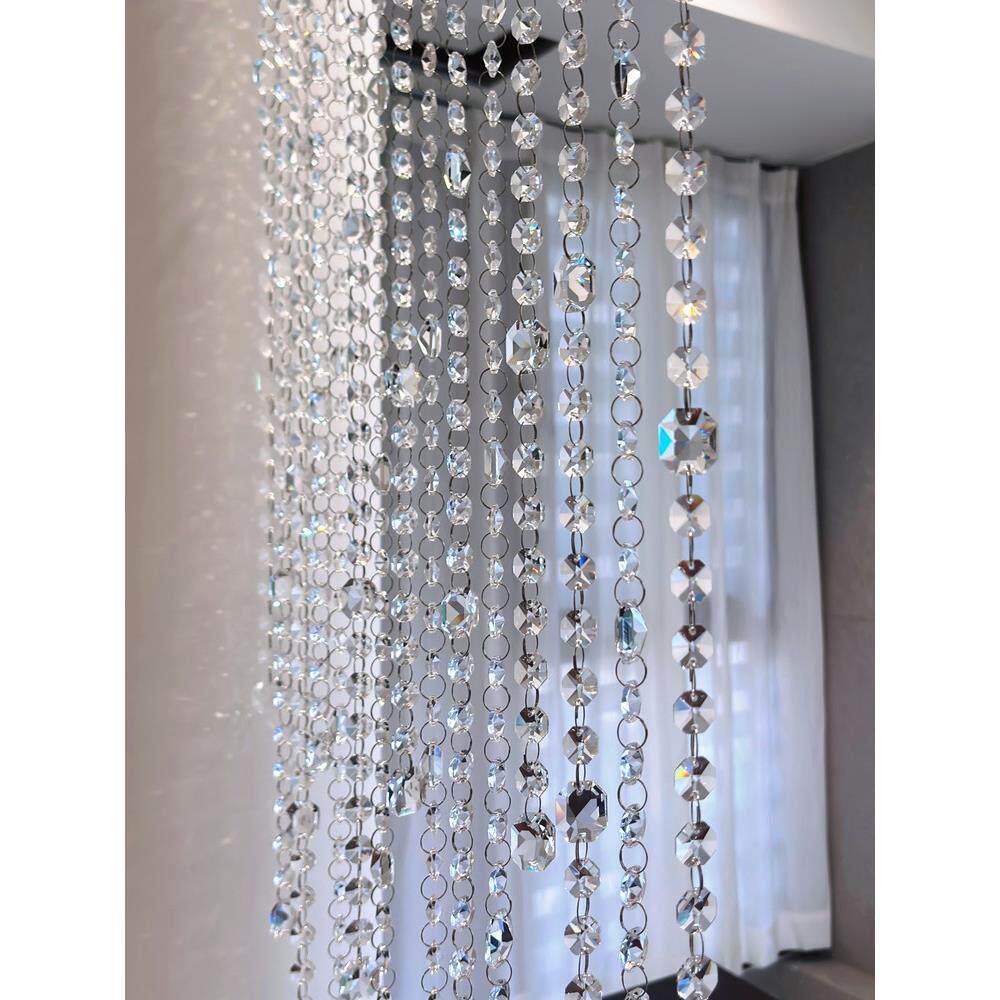 新款简约轻奢风水晶珠帘卫生间门帘玄关半墙屏风法式隔断帘免打孔