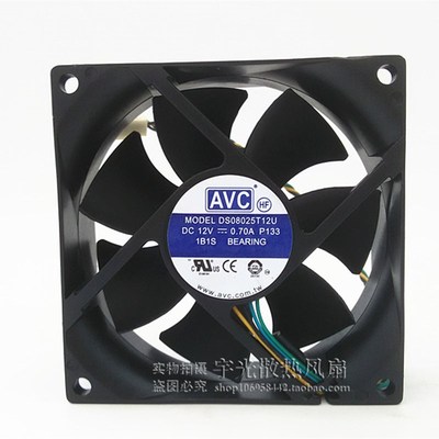 正品 AVC DS08025T12U 12V 0.7A 8CM 8025 4线 温控 PWM 风扇