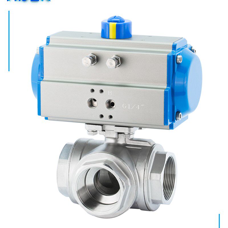 MDZK-AT-Q614/5F-16P气动三通丝口扣不锈钢耐腐蚀T型L型球阀