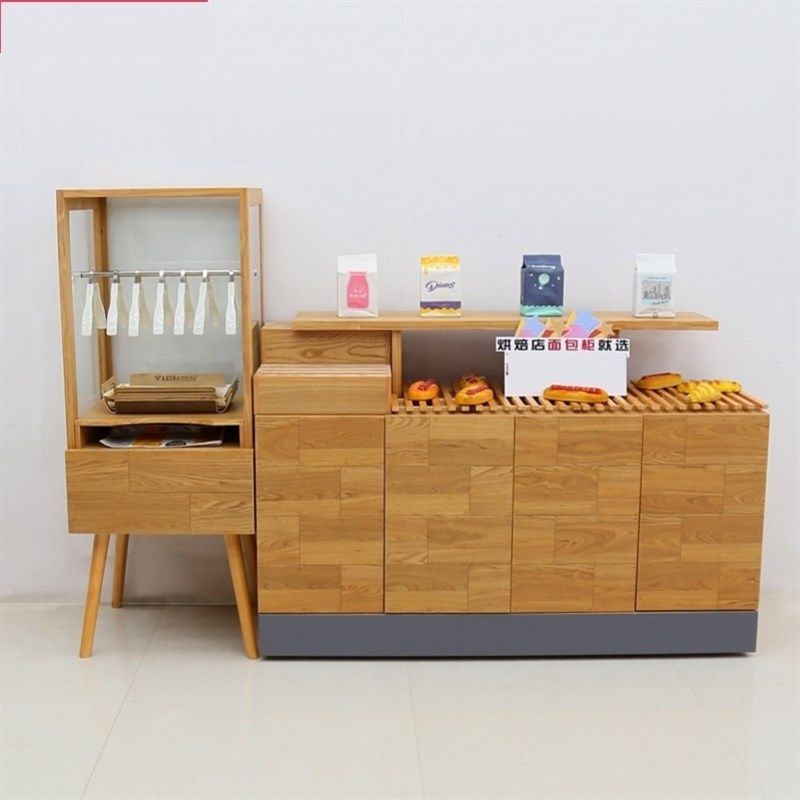 日式面包中岛柜货架玻璃展示柜多层边柜甜品转角台蛋糕中岛展示台