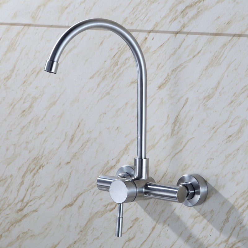 暗装入墙冷热厨房水龙头洗菜盆洗面盆304不锈钢冷热旋转 正品