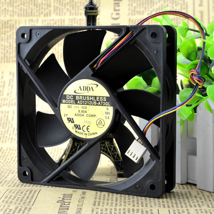 ADDA AD1212UB-A73GL 12025 0.50A 12CM 4线双滚珠大风量机箱风扇