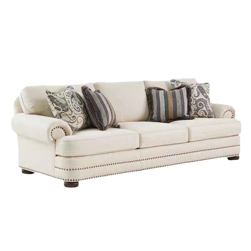 美式乡村复古做旧布艺三人位沙发现代简约小户型客厅家用组合沙发