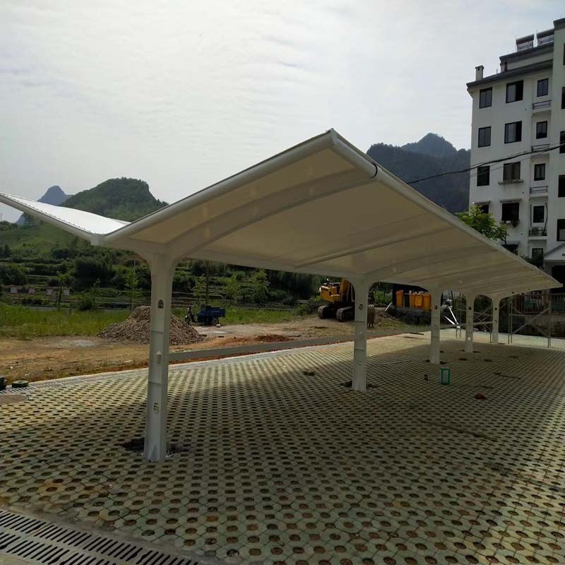 上海膜结构车棚电动轿车停车棚七字型膜结构汽车停车棚户外停车棚