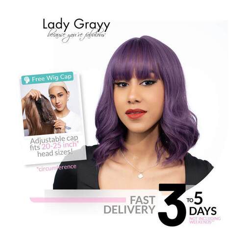 款13 Inch Royal Purple Light Wave Synthetic Wig 【Heat