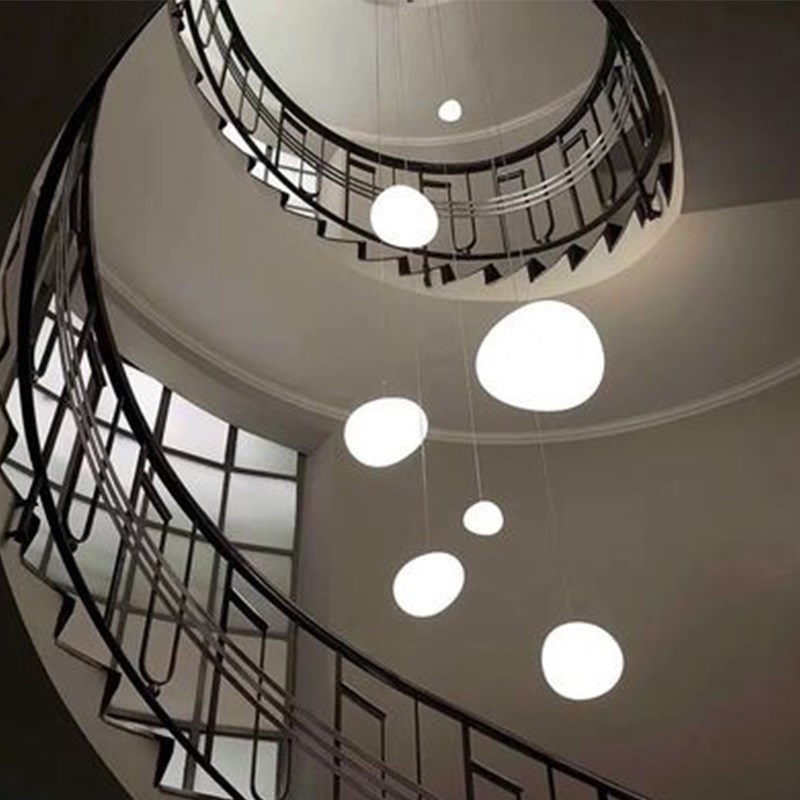 鹅卵石吊灯石头灯客厅不规则玻璃吊灯异形鹅蛋球状灯具鹅暖石廊灯