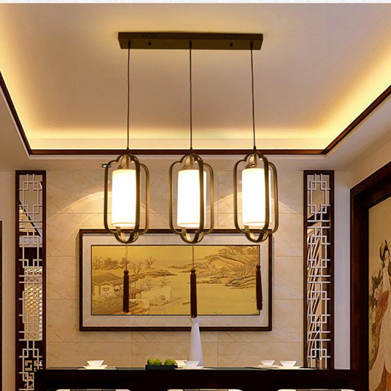 新中式小吊灯古典中国风灯笼餐厅三头创意吧台复式楼梯间旋转灯具