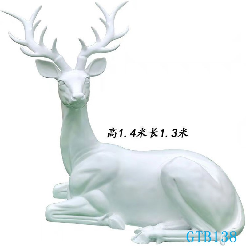 定制玻璃钢彩绘树脂麋鹿 仿铜梅花鹿 动物雕塑