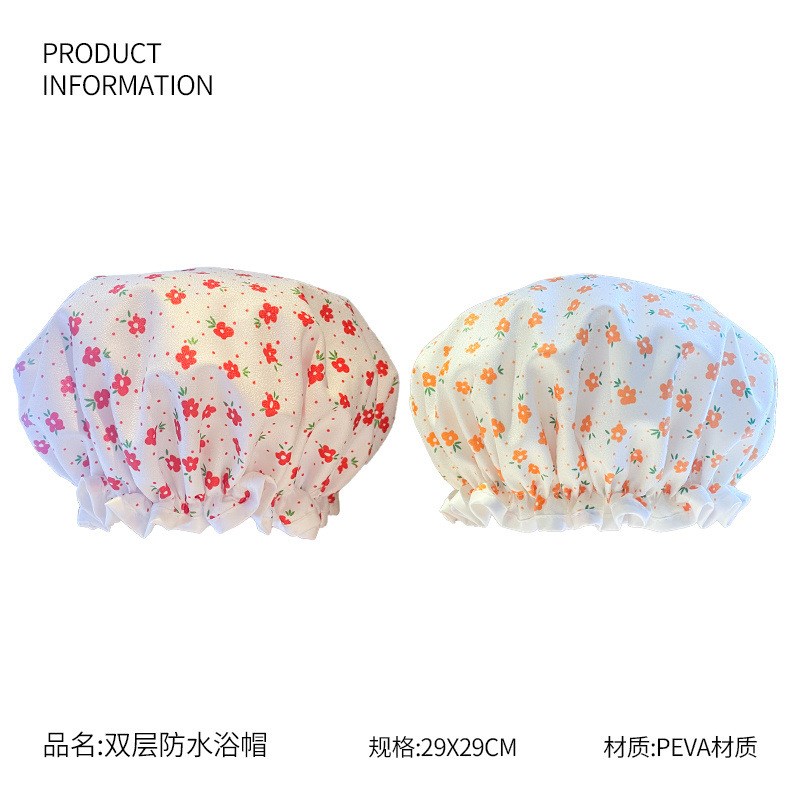 双层浴帽女防水新款洗澡洗浴帽化妆厨房油烟防尘头套成人加厚头罩
