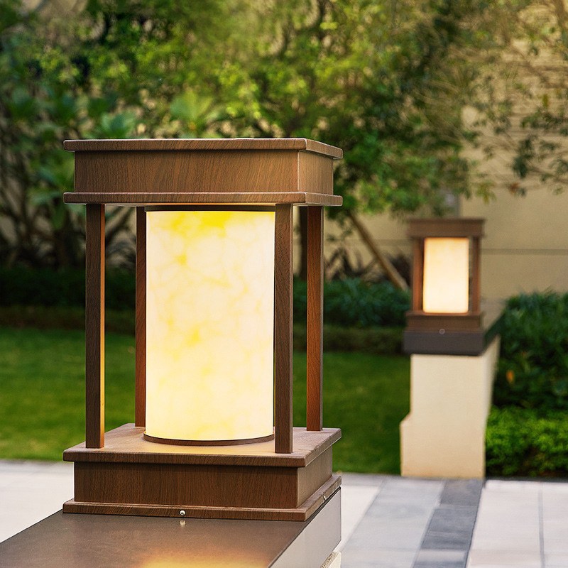 柱头灯接电款中式别墅庭院围墙灯花园地灯草坪景观户外大门柱子灯