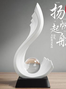 简约风生水起g摆件轻奢高档艺术客厅电视柜酒柜装饰领导办公室桌