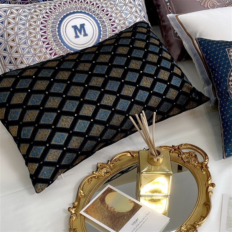 高端简约轻奢几何缎面抱枕靠垫套客厅腰枕别墅靠枕沙.发座椅腰枕