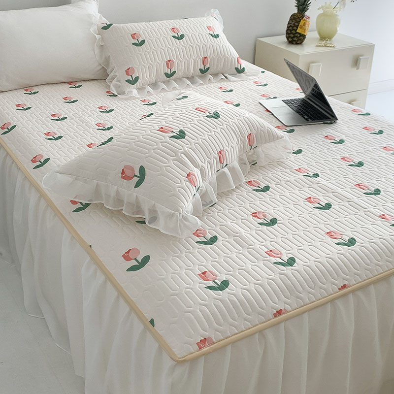 仙女缦纱乳胶凉席床裙款三件套可机洗甜心郁金香凉感Y丝空调软席