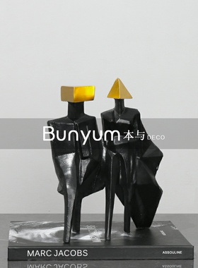 轻奢样板房间创意艺术时装w秀抽象人物雕塑摆件售楼处展厅摆设