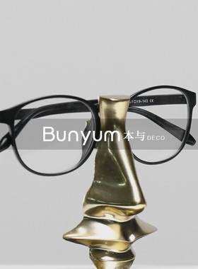 简约轻奢a艺术金属软装饰品眼镜摆件展厅样板房间家居桌面摆设