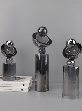 简约创意几何水晶摆件客厅卧室玄关桌J面酒店样板房家居装饰品