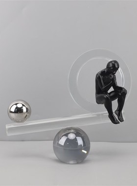 欧式创意简约平衡思考p人物装饰卧室客厅书房办公室玄关工艺品摆