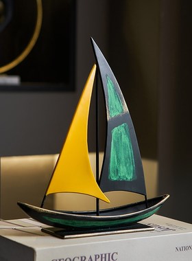 复古一帆风顺帆船模型摆件客厅电视柜酒柜办公室桌U轻奢高档装饰