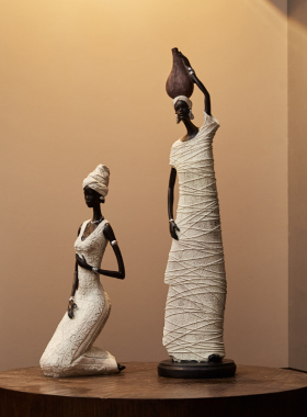 创意复古怀旧风非洲人物形u象摆件入户玄关桌面工艺品客厅家居装