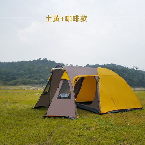 户外露营家庭式3-4人帐篷双层野营帐篷一室一厅防雨帐篷