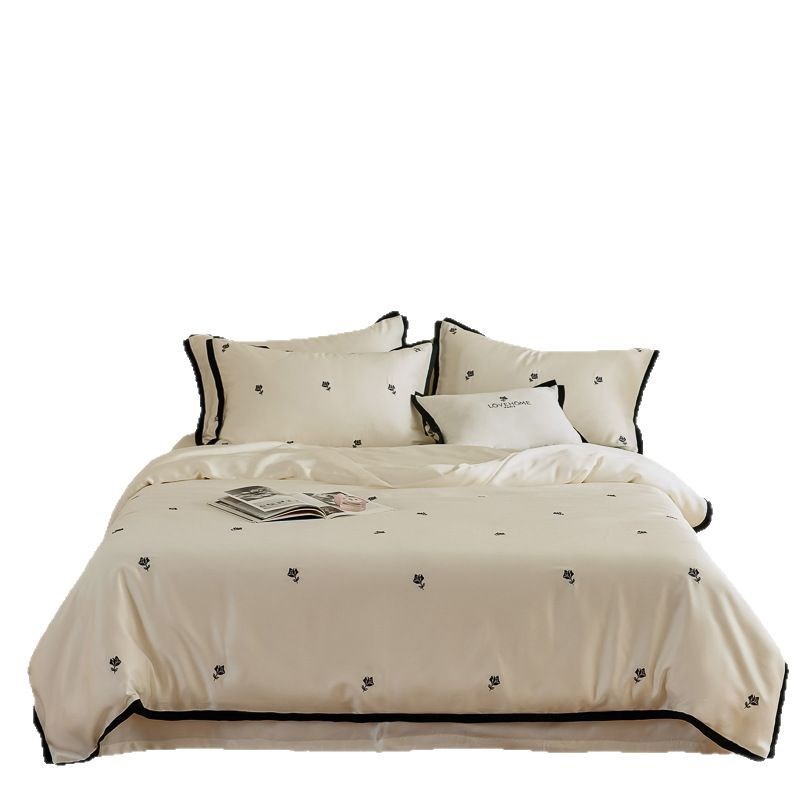 春夏凉感60S兰精天丝提花四件套天丝丝滑清爽提花凉感被套四件套