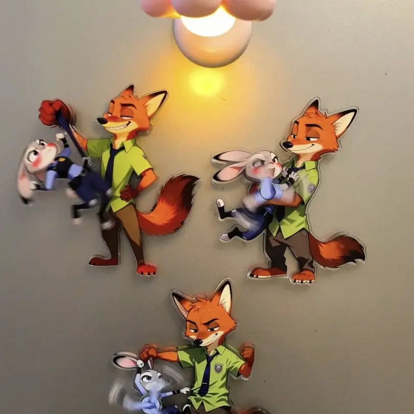 疯狂动物城旋转磁吸亚克力冰箱贴高颜值家居装饰送朋友jy