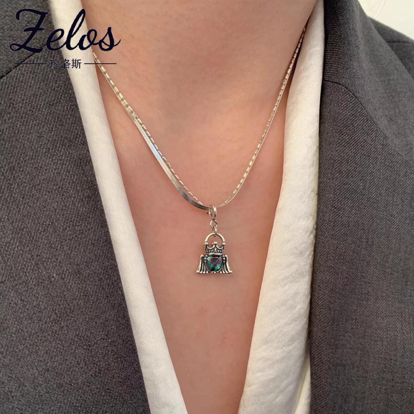 s925纯银皇冠小熊吊坠女