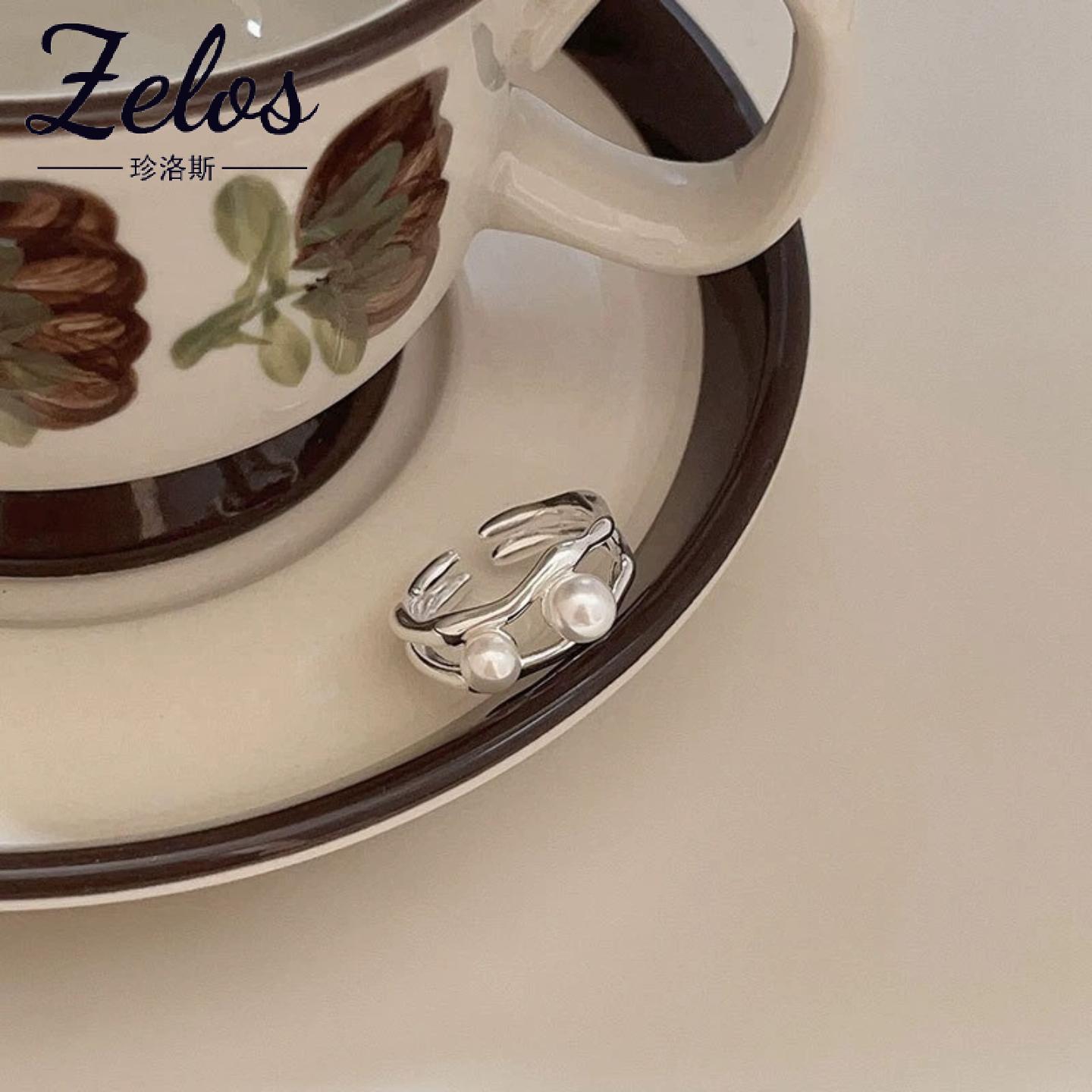 S925纯银珍珠戒指女优雅甜美气质百搭指环开口设计手饰品批发礼物