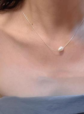 S925纯银巴洛克珍珠锁骨链