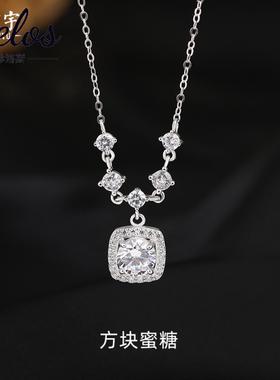 999纯银方糖锆石锁骨链